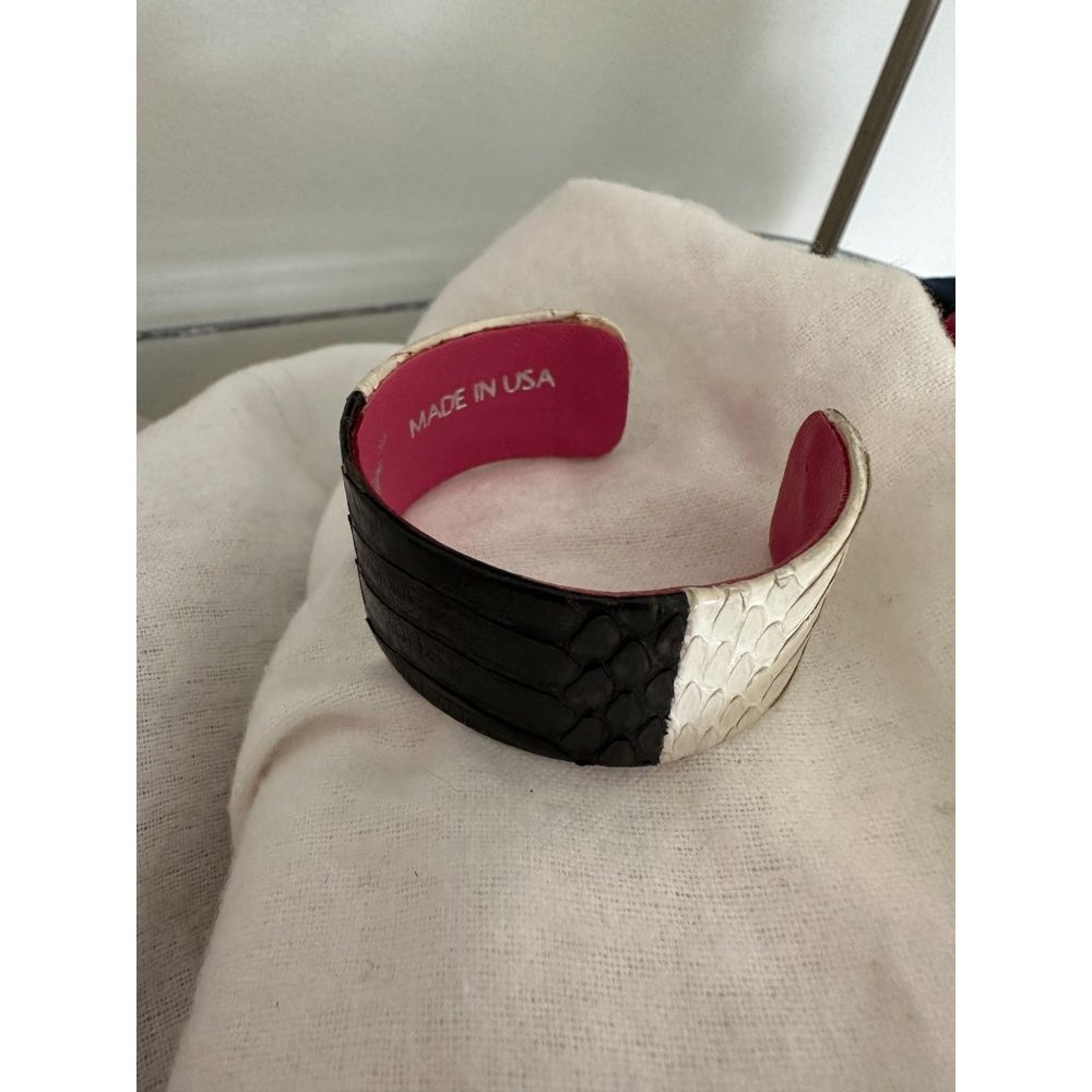 Blu+Baker Exotic Python Cuff Bracelet In Black An… - image 1